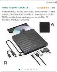 Unitate CD DVD externă ORIGBELIE, ultra subțire USB 3.0