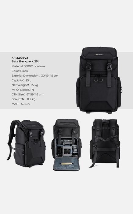 K&F Concept 25L Camera Backpack Hard Shell Bag