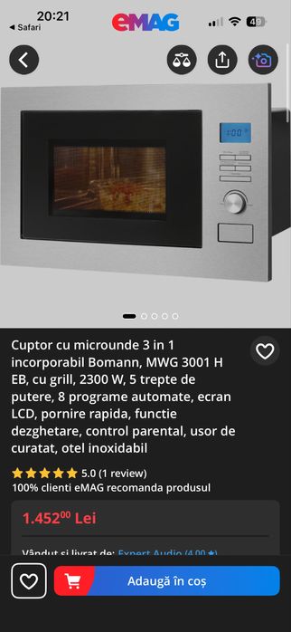 Cuptor cu microunde incorporabil Bomann , BWG 3001 HEB , 2300W