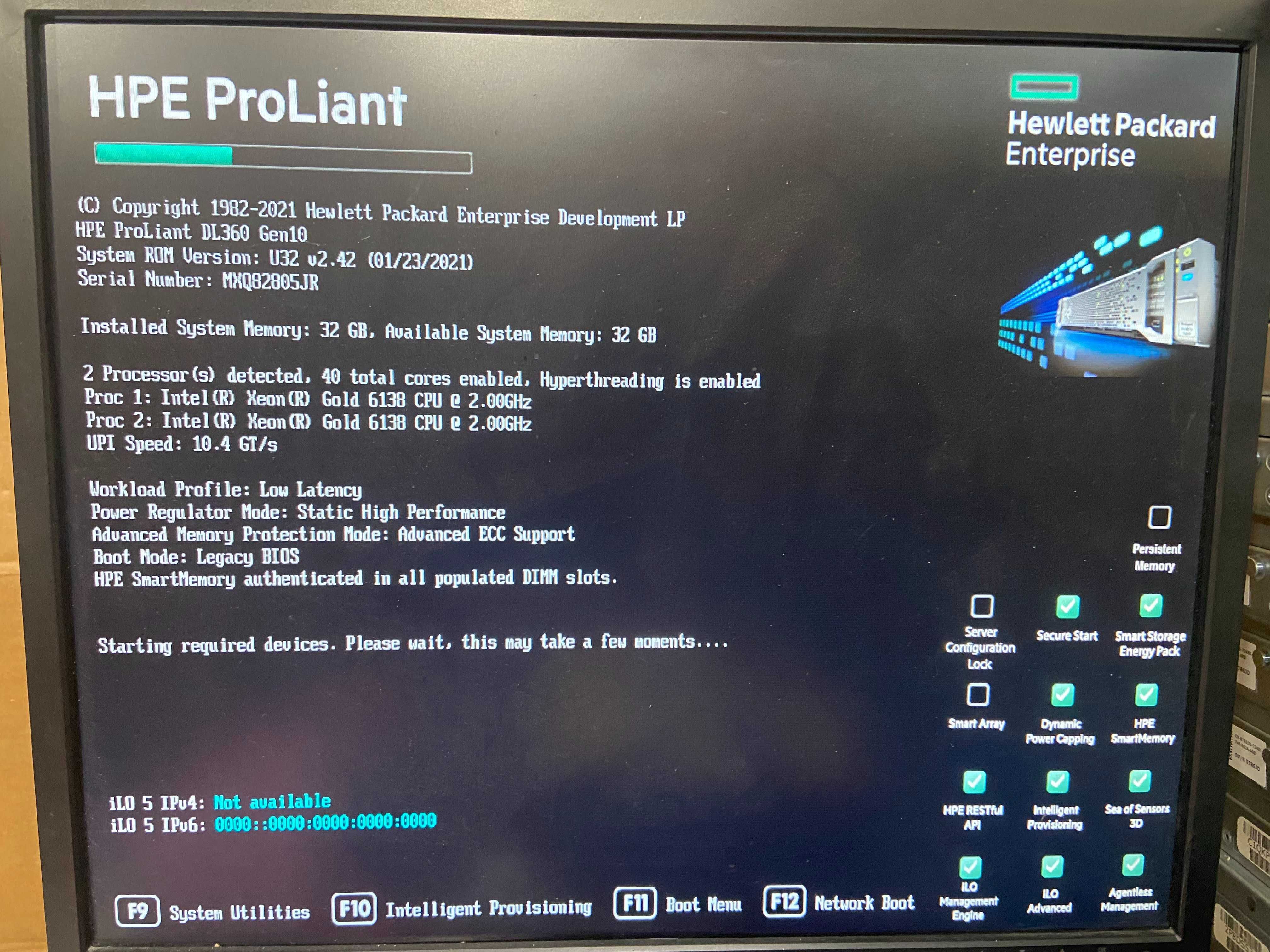 HPE DL360 G10 2* Xeon Gold 6138, 32GB DDR4, NVMe, 10 SFF сървър