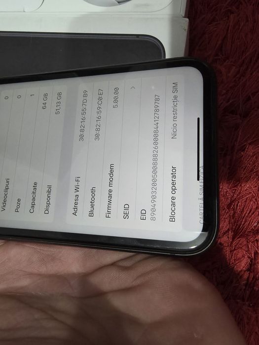 -Iphone 11, Black, 64Gb, 4Ram, bat: 87%, Black, impecabil, stare foart