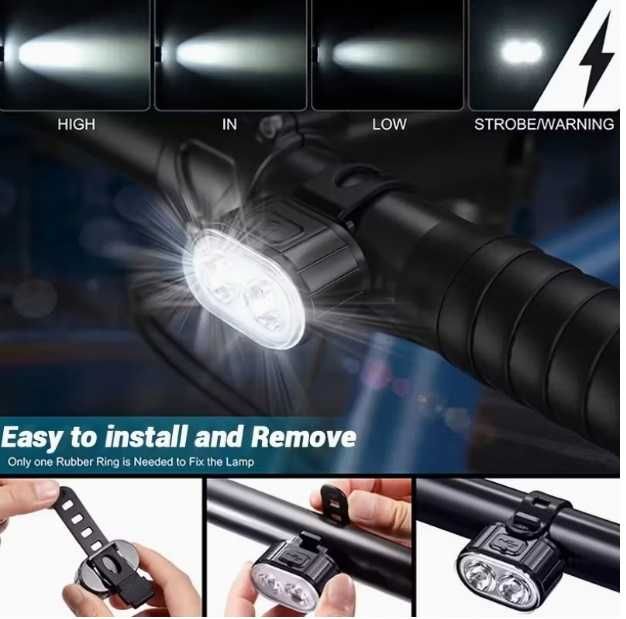 Комплект LED светлини за колело с USB зареждане