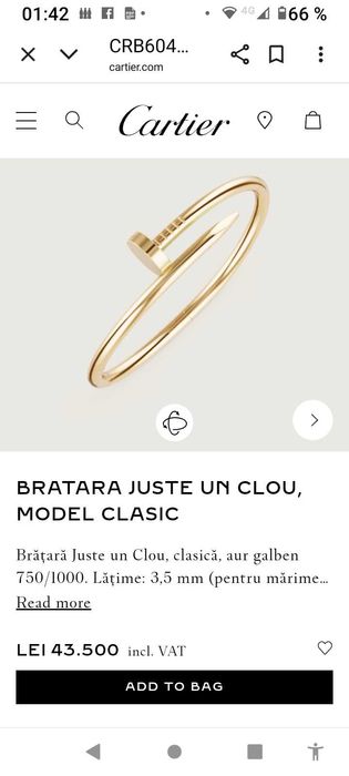 Inel cercei Cartier aur