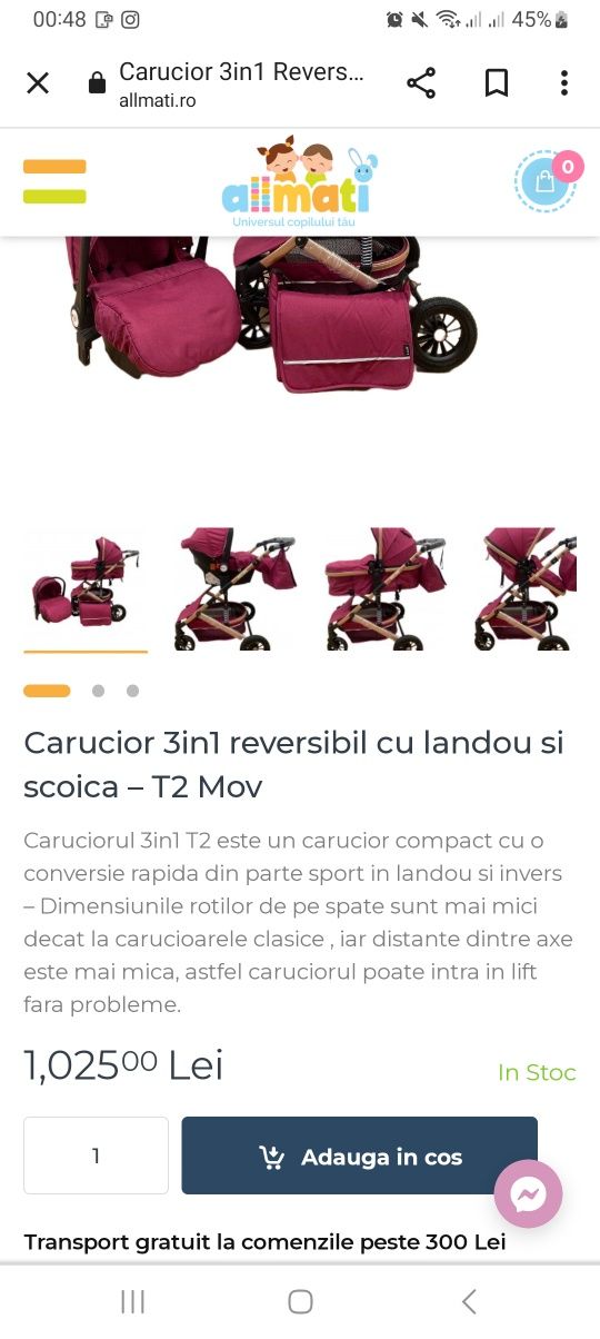 Vând cărucior 2 in1