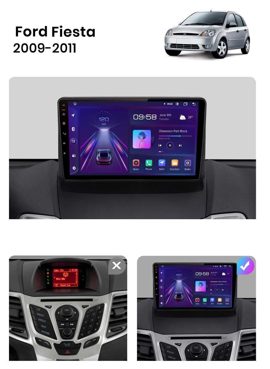 Navigatie Ford Fiesta 2009-2011,Android 12, 2GB RAM 32GB