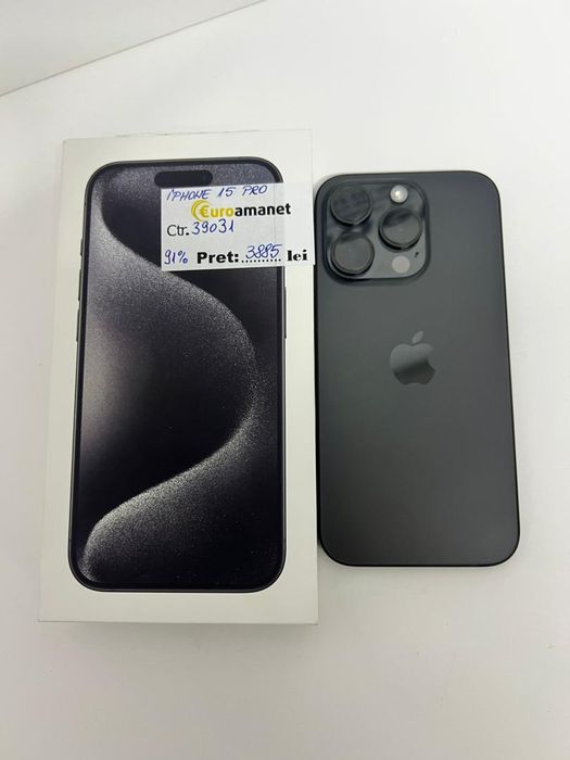 Telefon mobil Apple iPhone 15 Pro, 128GB, 5G, Black Titanium -I-