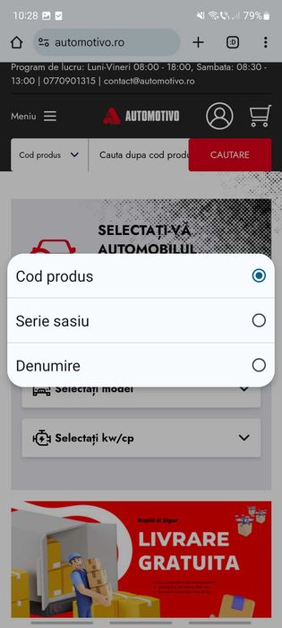 Vand magazin online de piese auto, cu tot cu firma