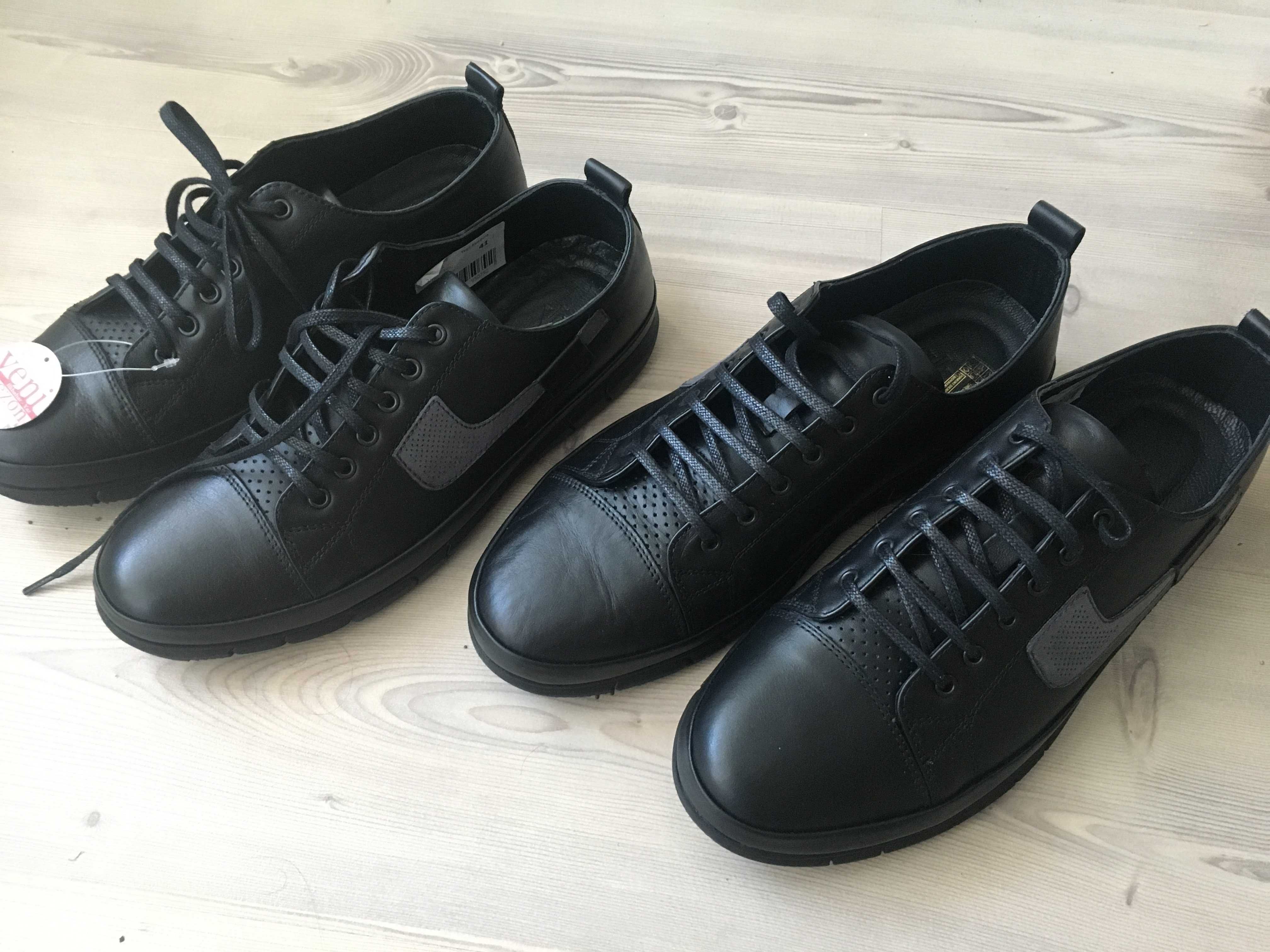 Два чифта чисто нови кожени мъжки спортно-елегантни обувки