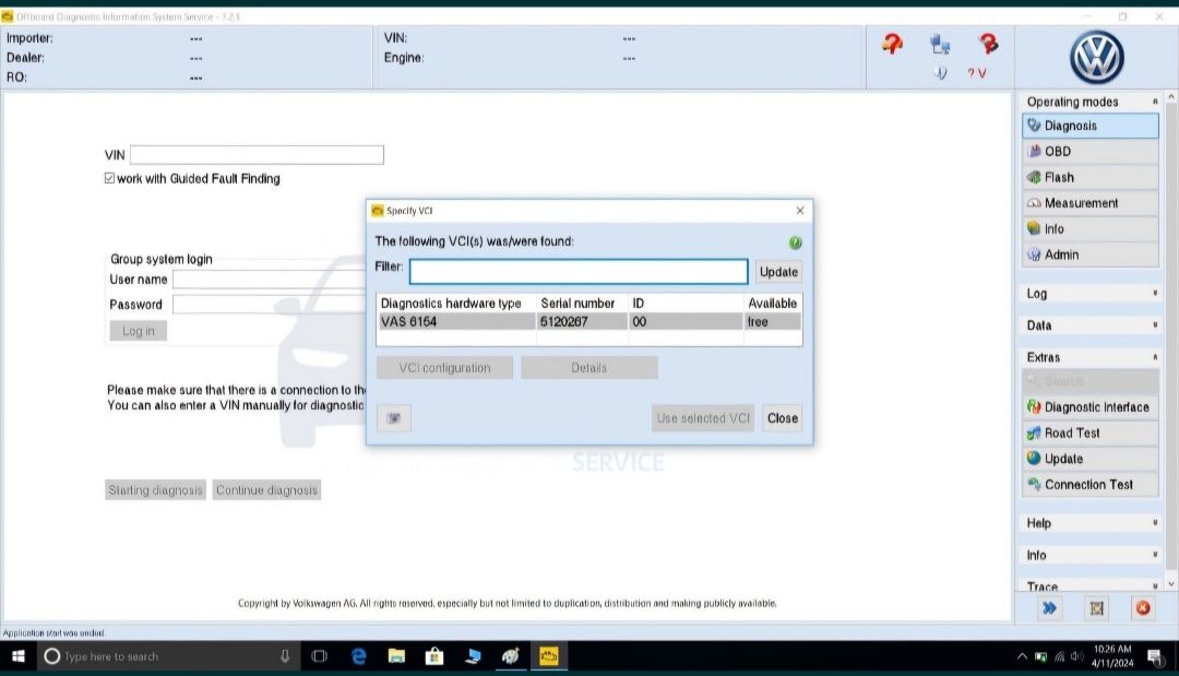 Program PC ODIS cu interfata VXDiag VAS 6154 VW Audi Skoda Seat