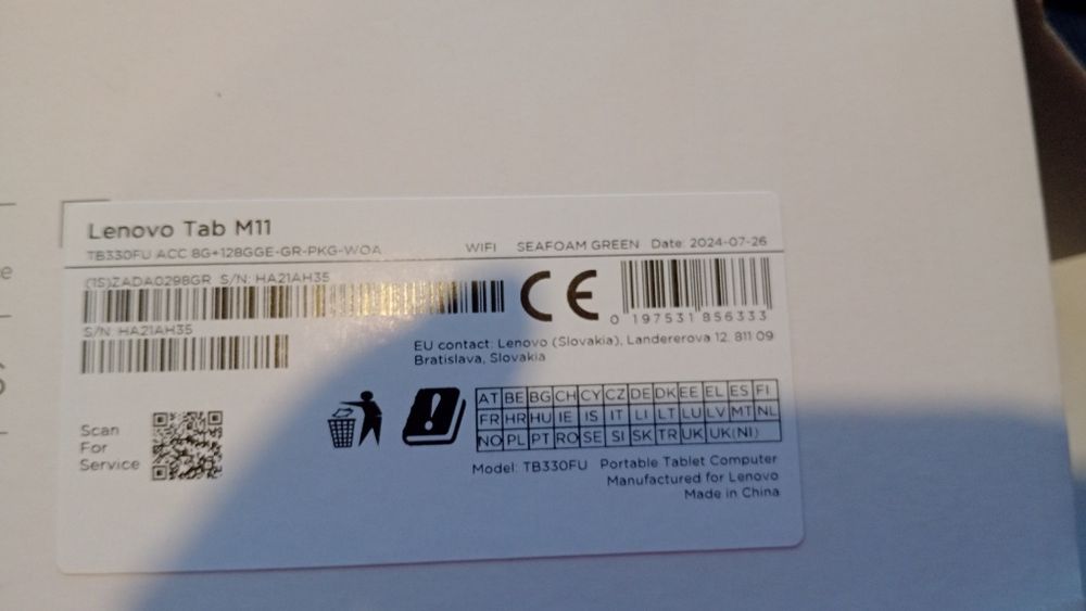 Tableta Lenovo M11, 8gb, 128 GB, husa, pen