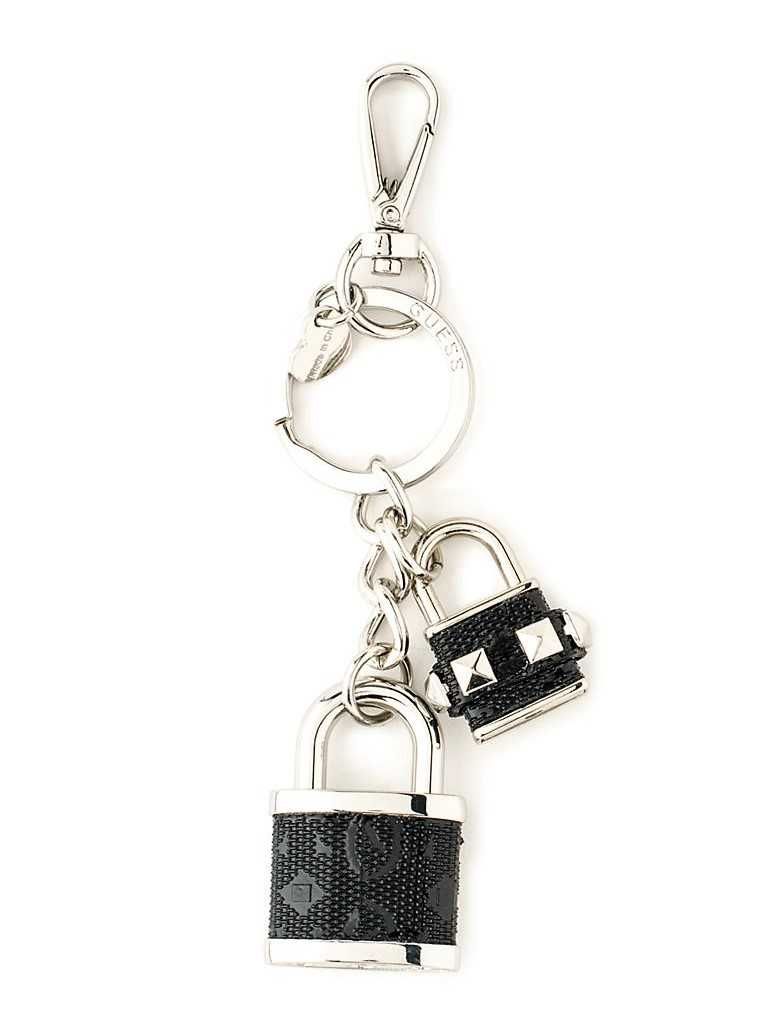 GUESS – Ключодържател с висулка SILVERY "BLACK & BLUE" PADLOCK нов