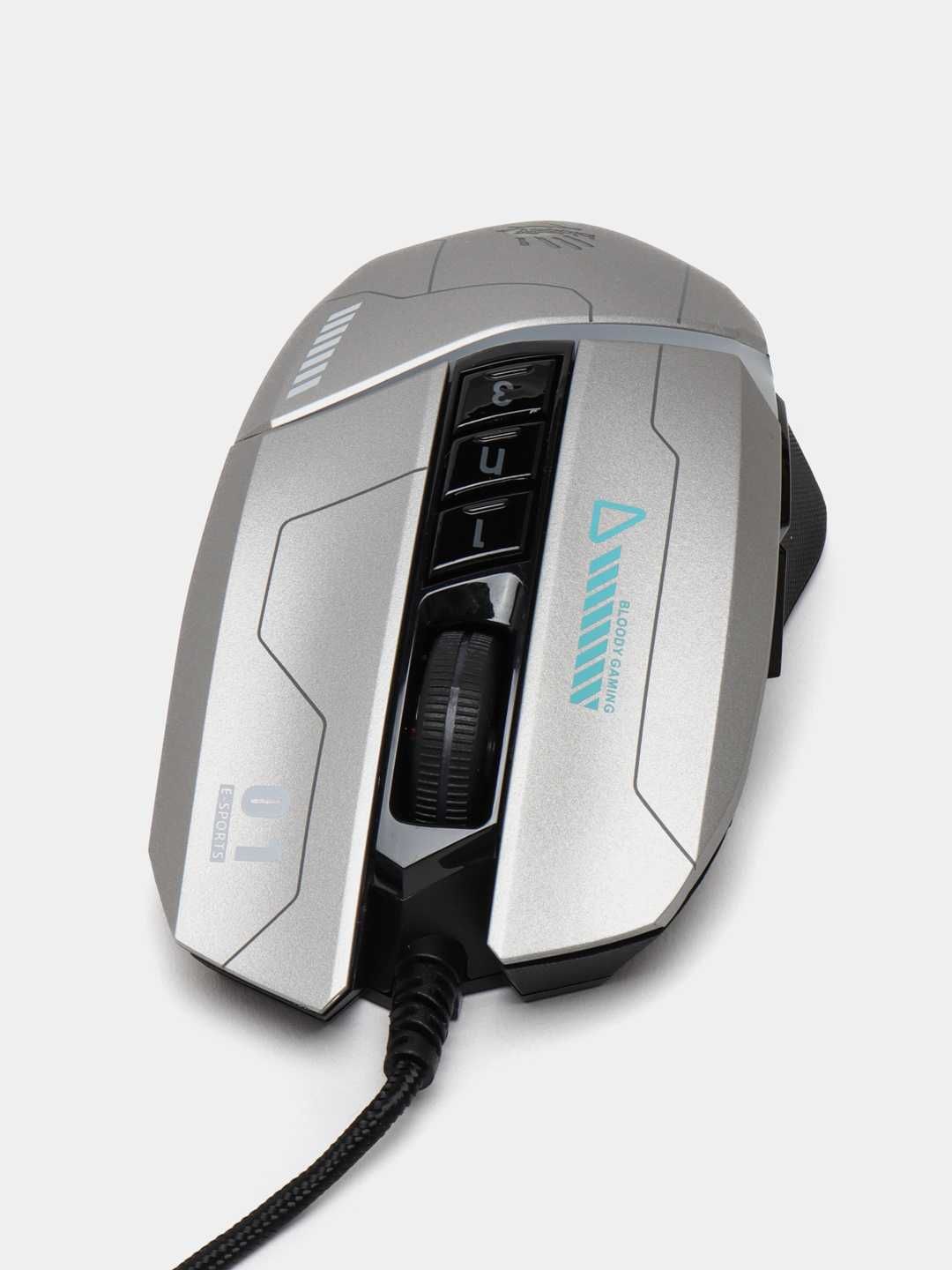 Проводная игровая мышь Bloody W60MAX GUN GREY RGB Gaminig Mouse