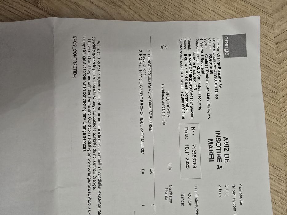 Honor 400 Lite Velvet Black, 8GB, 256GB, Reconditionat Garantie 24luni