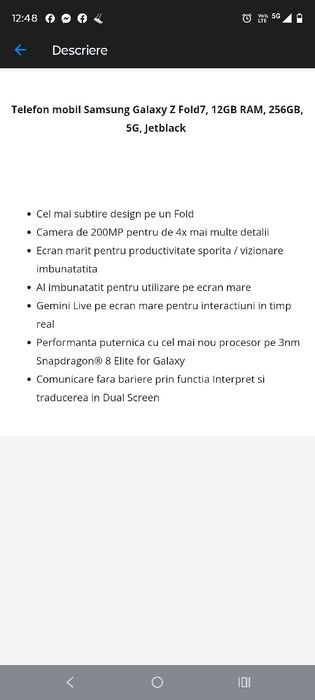 Samsung Galaxy Z Fold 7 2025, nou, sigilat, adus din Coreea de Sud!