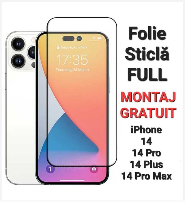 Folie Sticla Full iPhone X XR XS Max 11 12 13 14 15 16 17 Air Plus