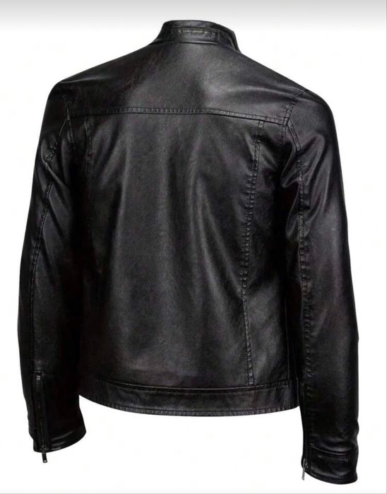 Черно кожено мъжко яке