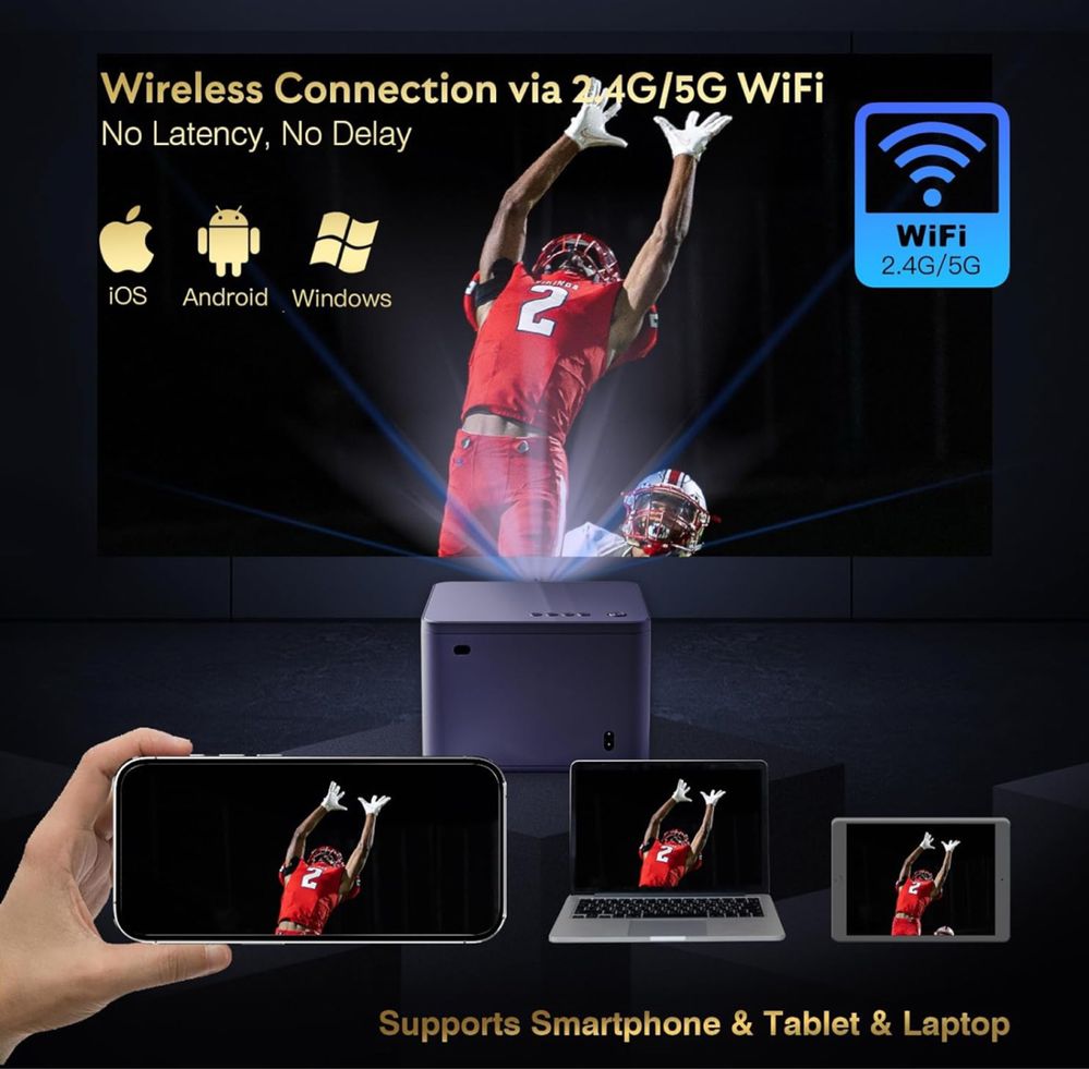 YEZMEK AK‑63 Full HD Led проектор Wi‑Fi  Bluetooth + zoom keystone 6D