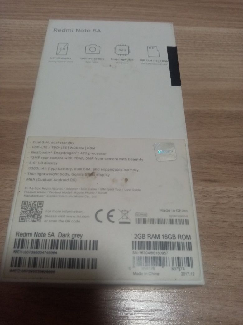 Продаётся Телефон Redmi Note 5A.В отличном состоянии