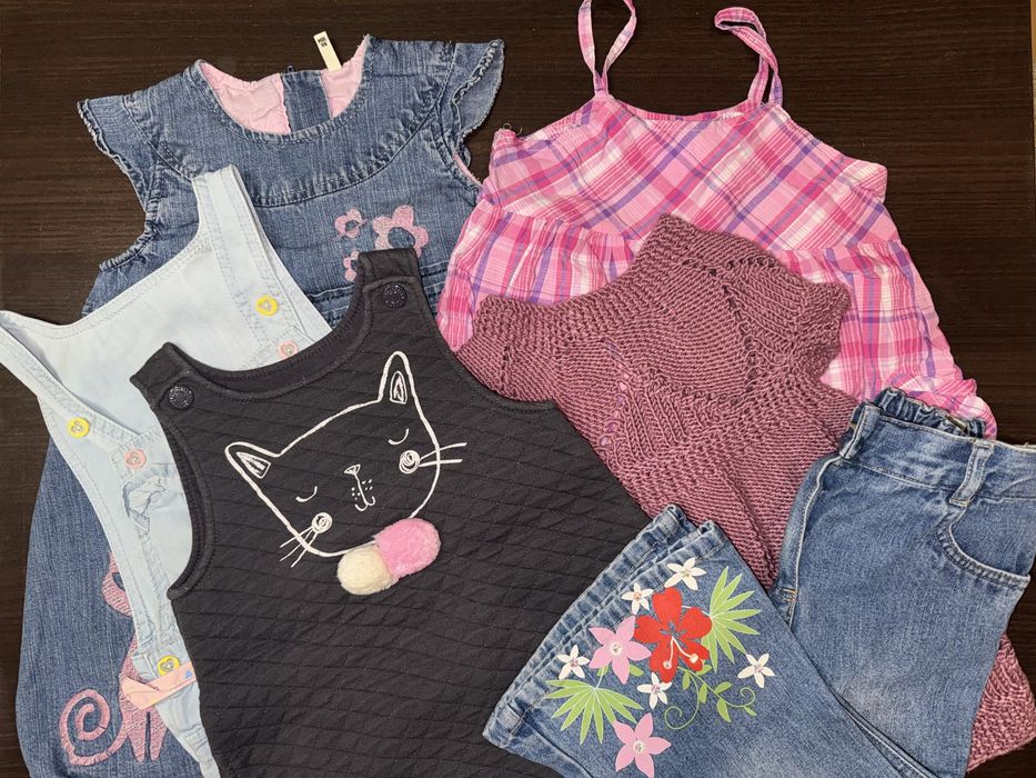 Пакет 19 вещей 1-2 года б/у джинсы, платья, лосины