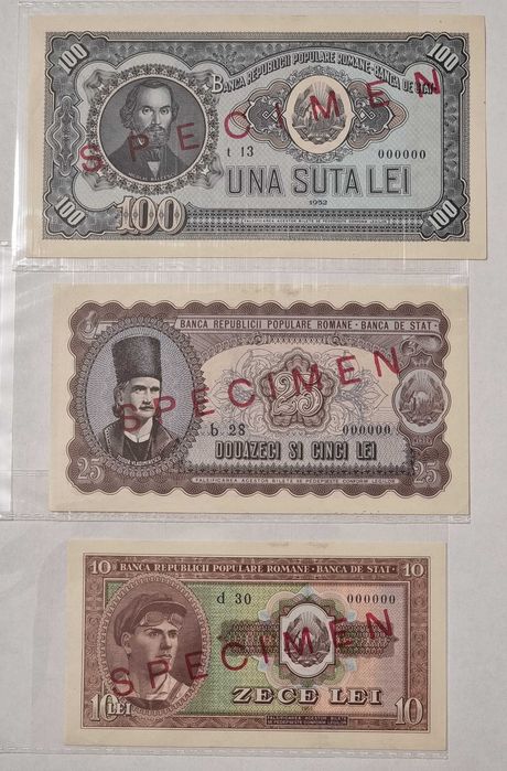 SPECIMEN! Colectie 8 bancnote romanesti vechi FOARTE RARE SPECIMEN UNC