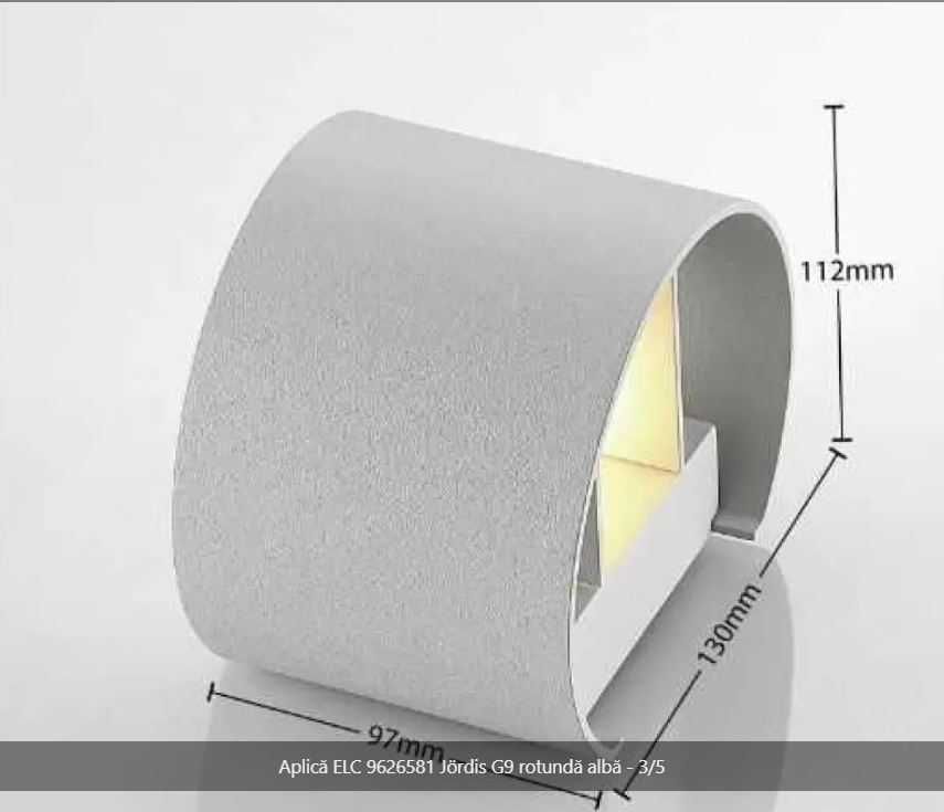Aplică ELC 9626581 Jördis G9 rotundă albă 2 bucati in stoc