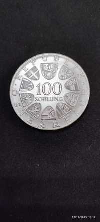 Moneda argint 100 Schilling, AUSTRIA, 1976