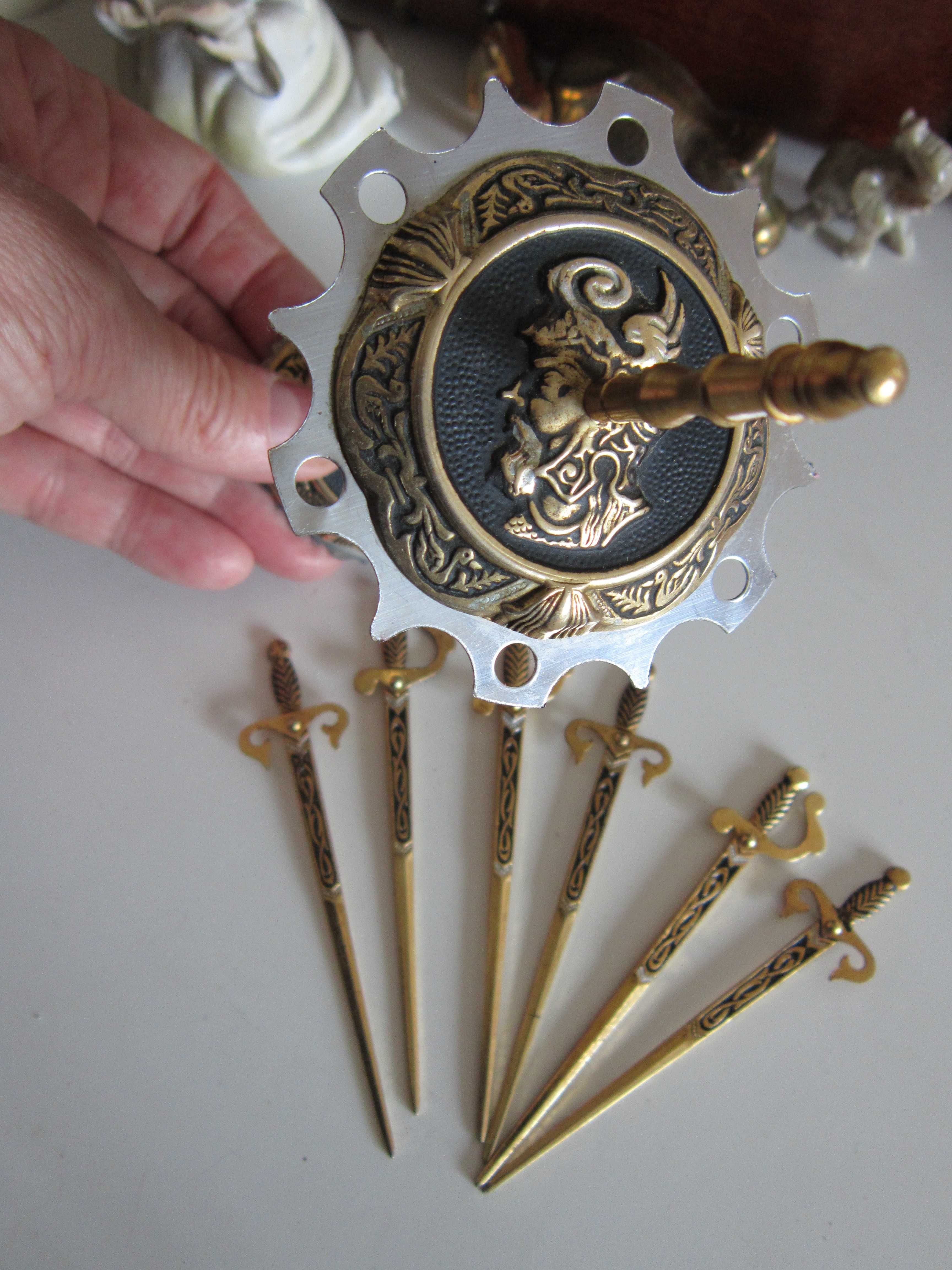 cadou rar Sabie miniatura set 6 vintage placat aur Spania 1960