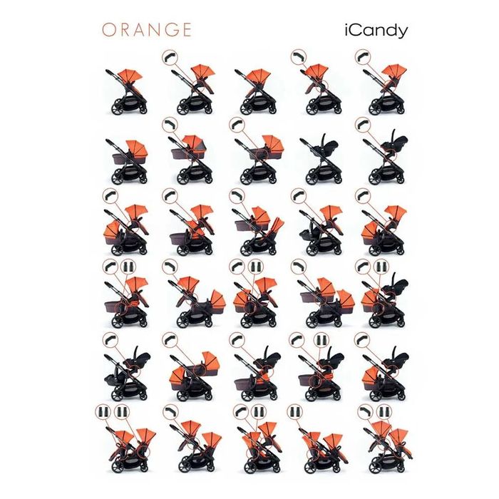 Детска количка за ДВЕ деца Icandy Orange