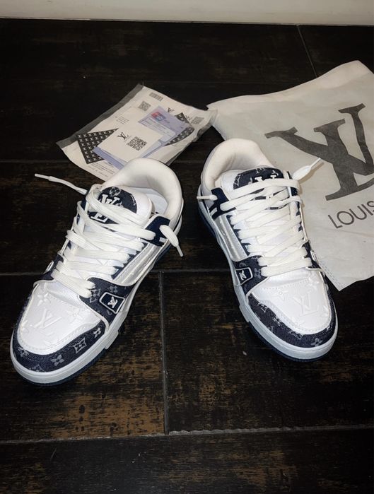 Louis Vuitton LV Trainer Denim Monogram Alb/Bleu