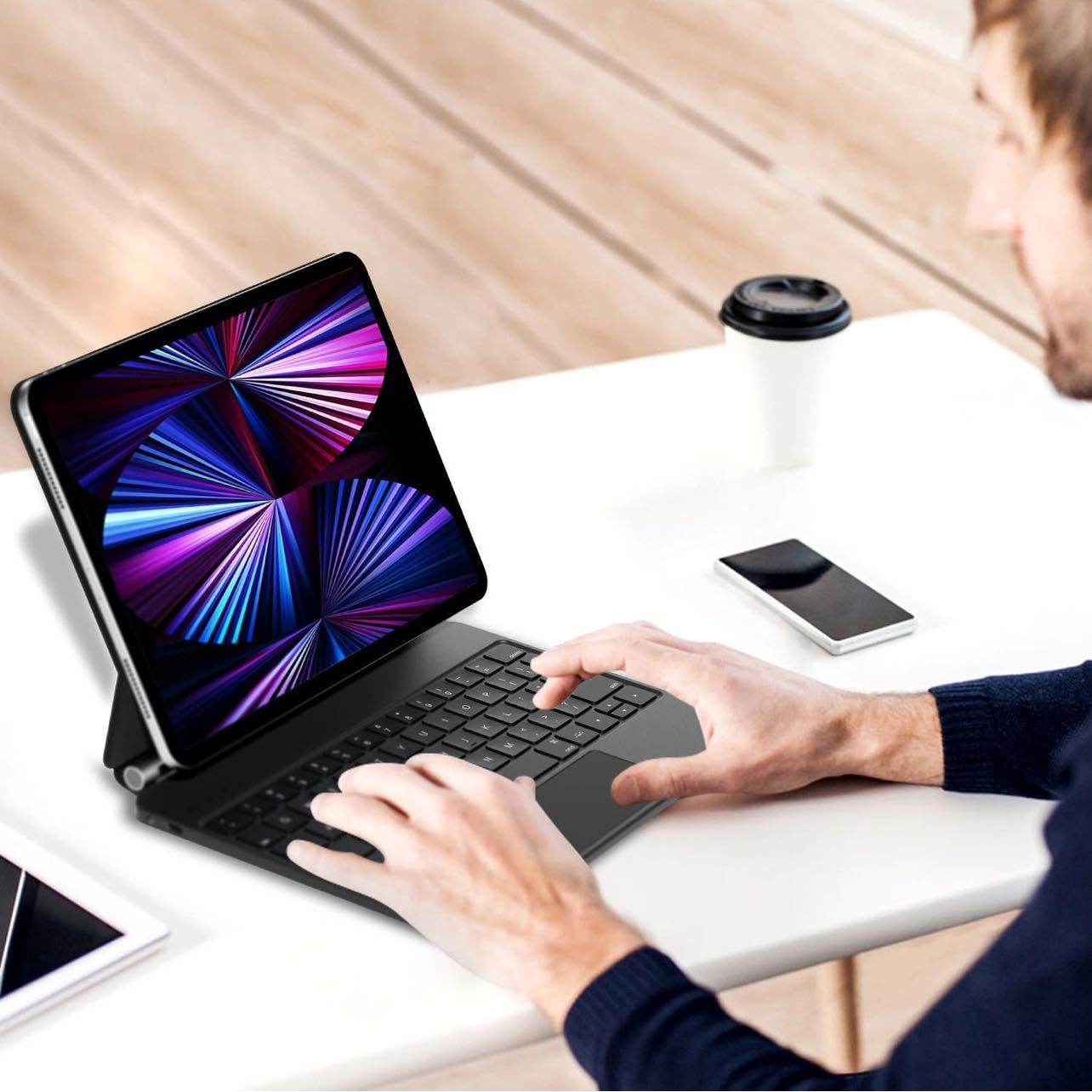 HOU калъф с клавиатура за iPad Air 13 инча (2025 M3/2024 M2)