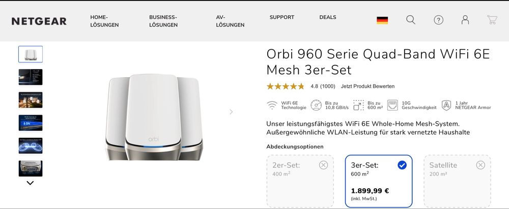 Netgear Orbi Satelitte RBSE 960 Mesh Network