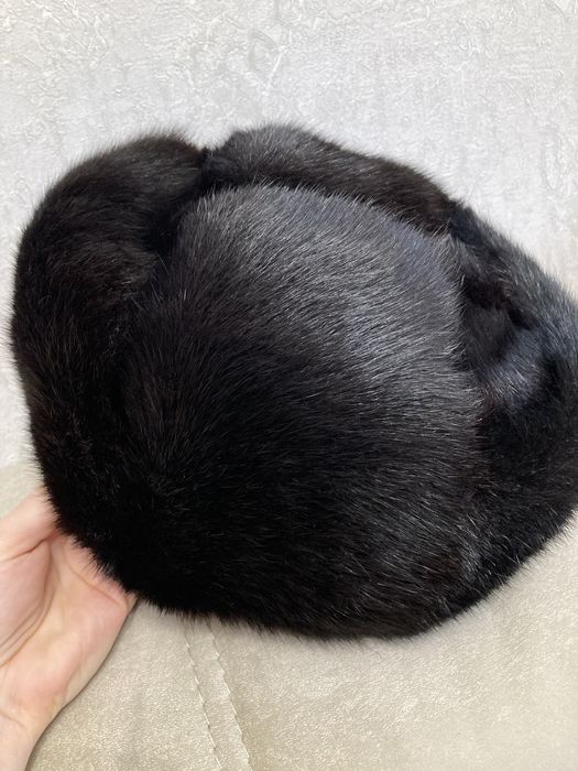 Шапка мужская, мех сурка, черная, обманка.