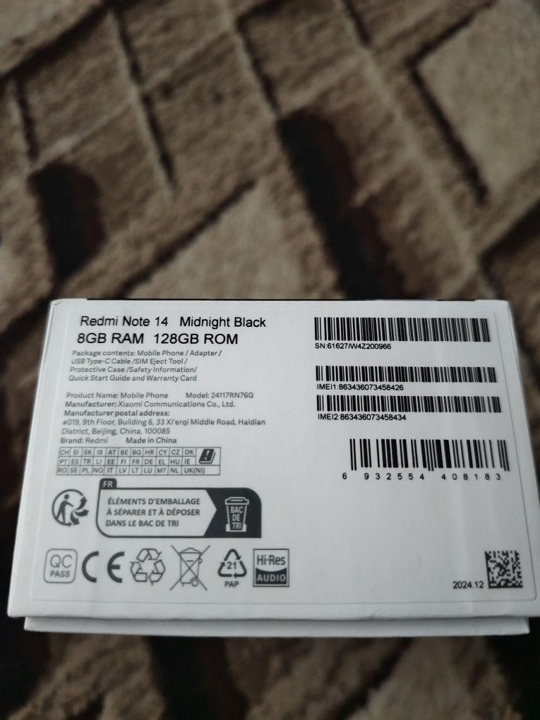 Redmi note 14 8+8/128 hamma narsasi bor