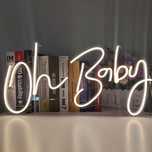 Neon decor „Oh Baby” cu dimmer, 42 x 18cm, ideal petreceri