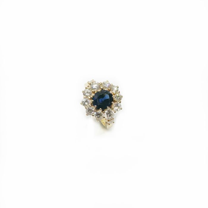 Inel din aur 18k cu safir si diamante naturale 1.53 VS