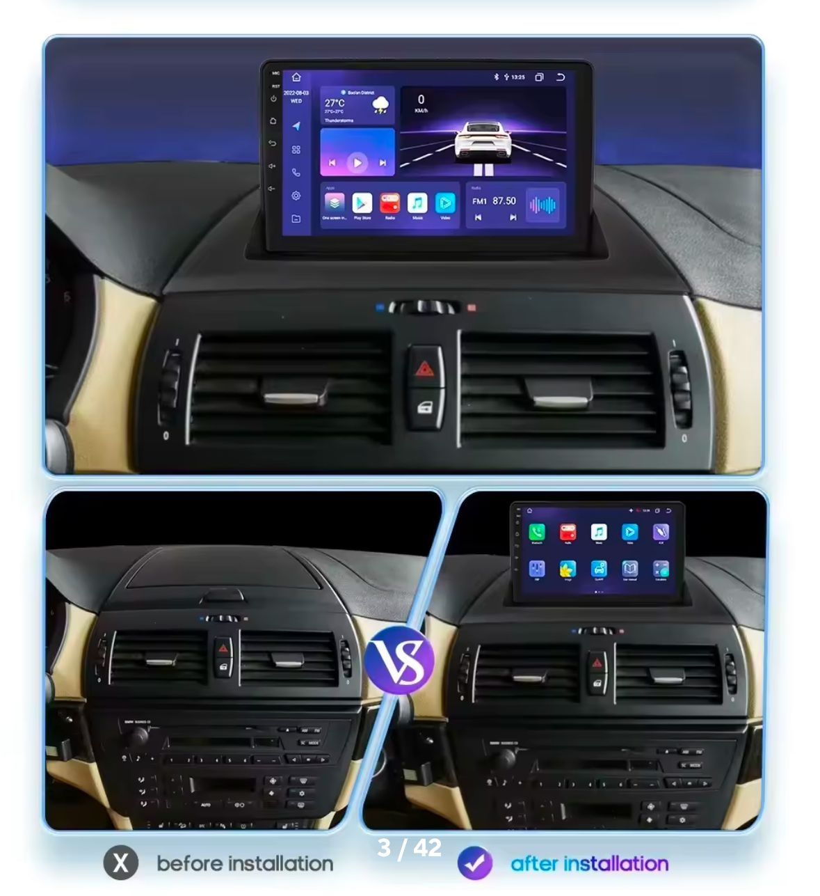 Navigatie Android BMW X3 E83 2003-2012 WiFi Bluetooth CARPLAY 1-8GB