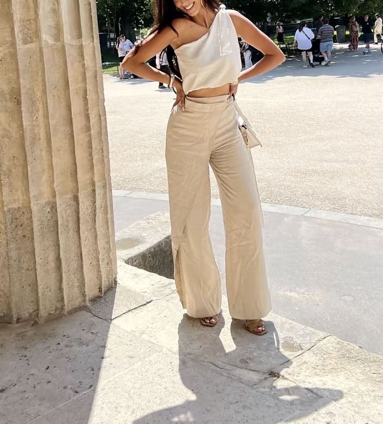 Панталон с примес на лен Zara