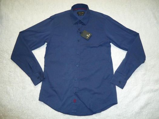 Camasa denim barbati slim fit maneca lunga 4 pense cambrata