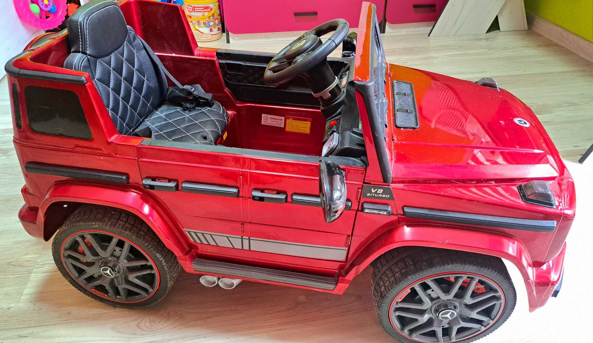 Акумулаторен джип Moni - Mercedes G63, червен мат