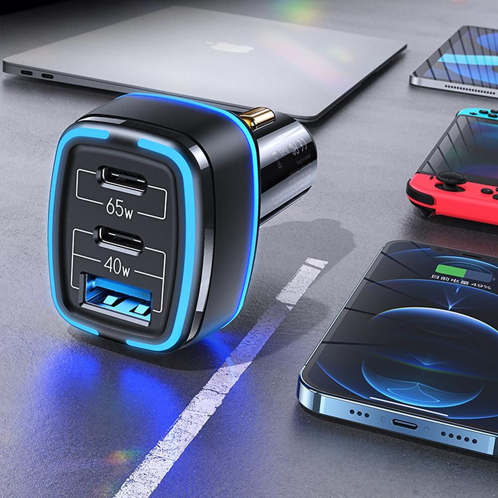 Usams - зарядно за автомобил c24 (us-cc141) - usb, 2xusb-c, pd, 105w,
