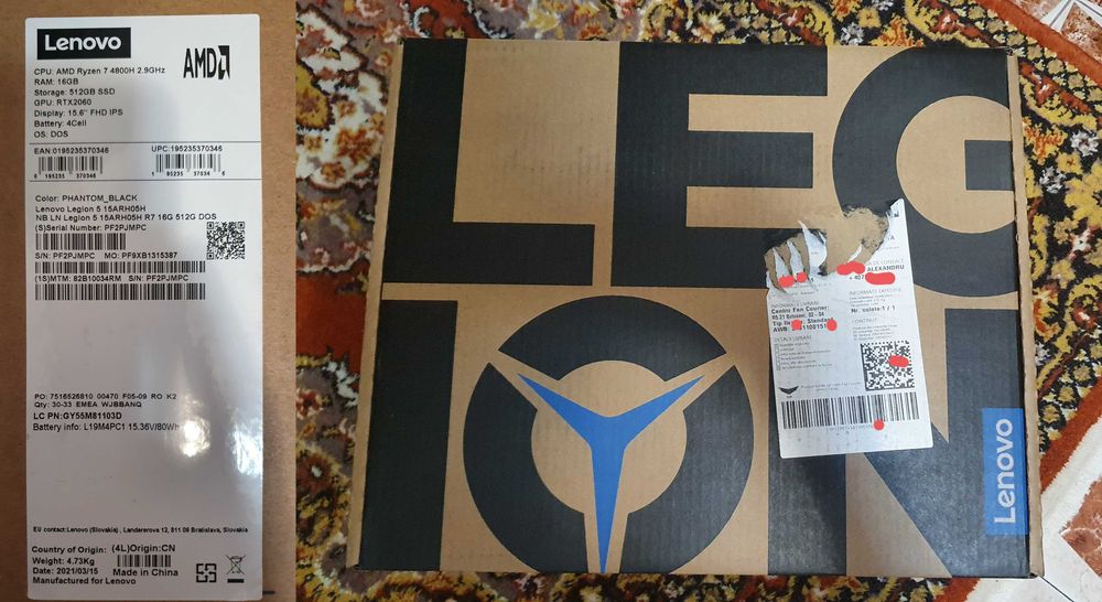 Lenovo Legion 5 ca nou 4800H RTX2060 115W 16GB 512GB baterie 80WH 2021