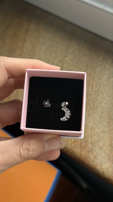 Обеци Pandora, звезда и луна, чисто нови