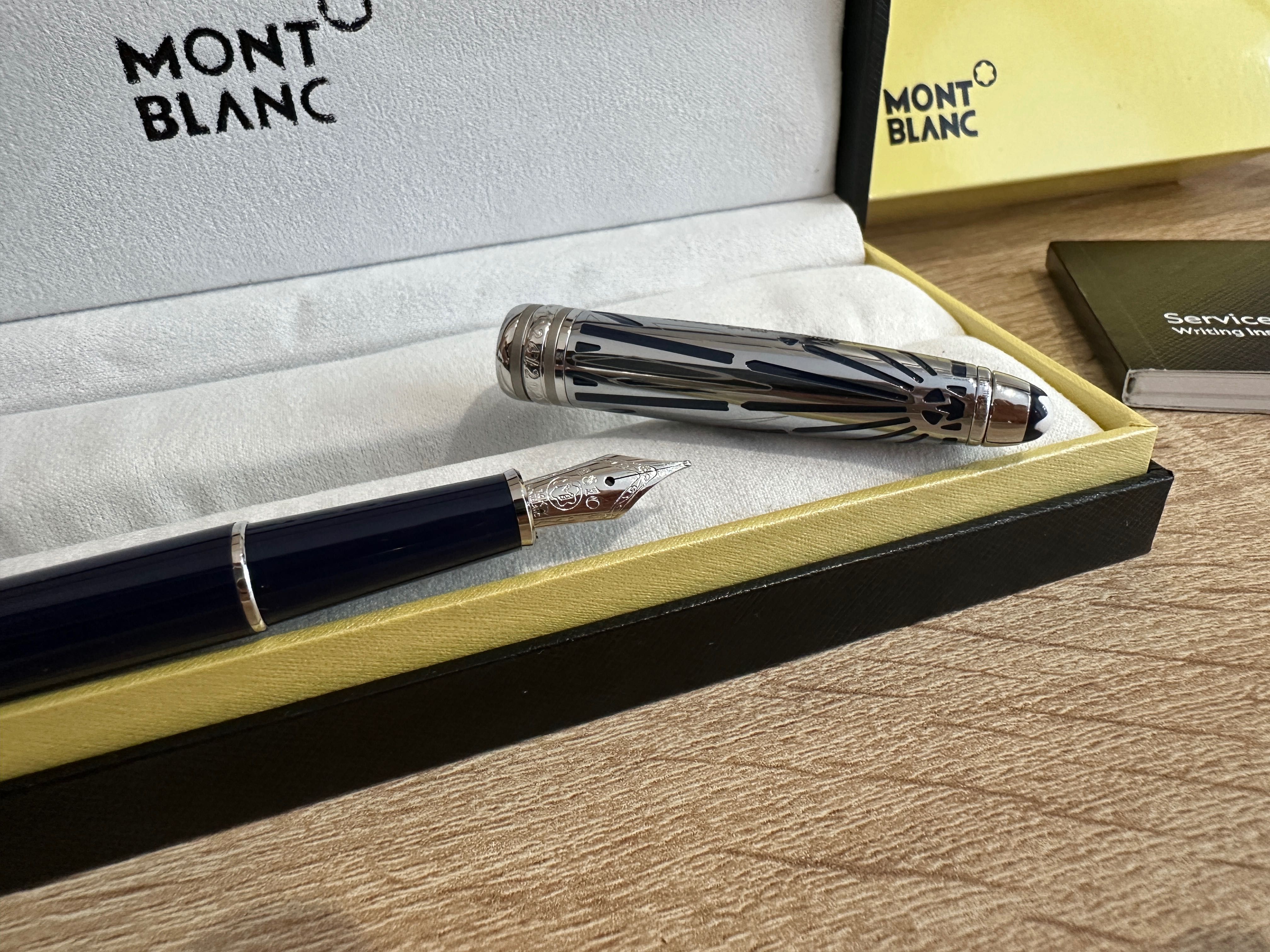 Stilou Mont Blanc Meisterstuck fountain pen, reserva/cerneala Argintiu