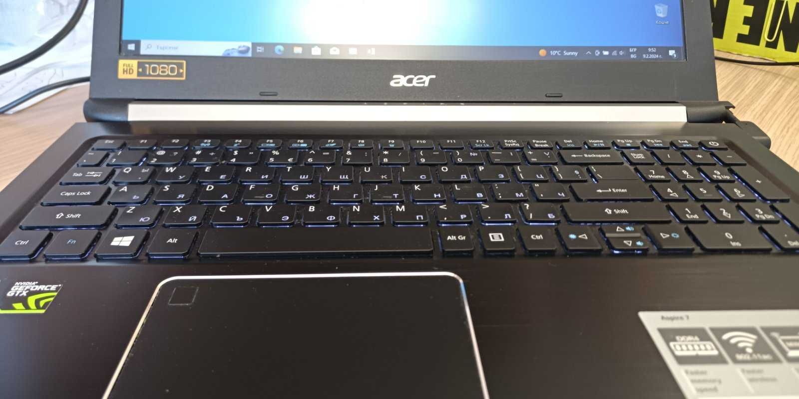 Notebook (Лаптоп) Acer 4 ядра i5-7300HQ, 3100 MHz, 32GB RAM