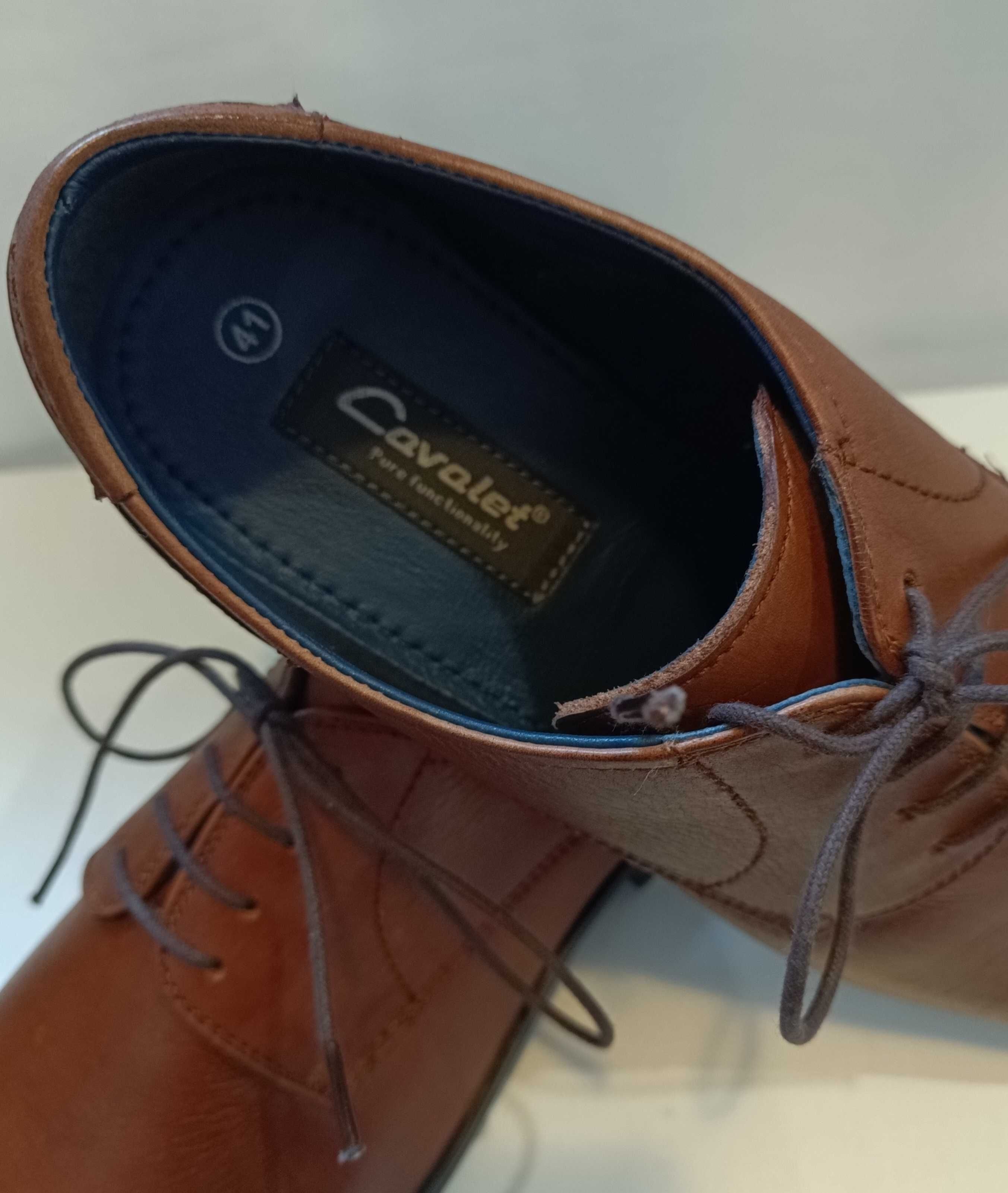 Pantofi derby 41 plain toe premium Cavalet NOI piele naturala moale