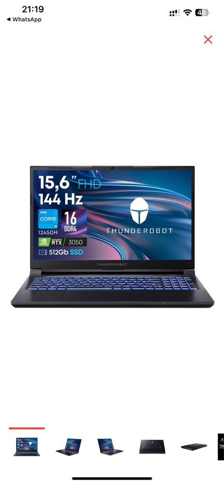 Ноутбук ThundeRobot 911S Core D 15.6" / 16 Гб / SSD 512 Гб