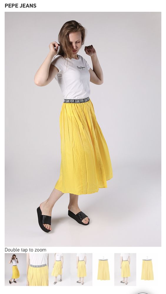 Pepe Jeans - жълта ефектна пола, размер S