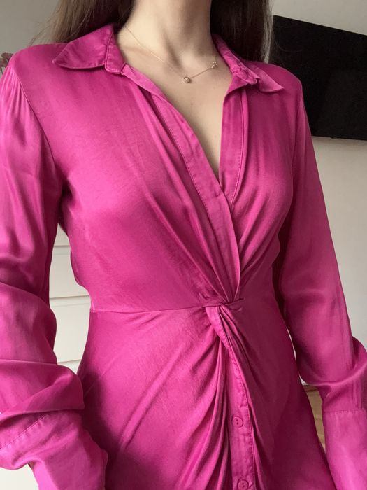 Rochie zara roz satinata