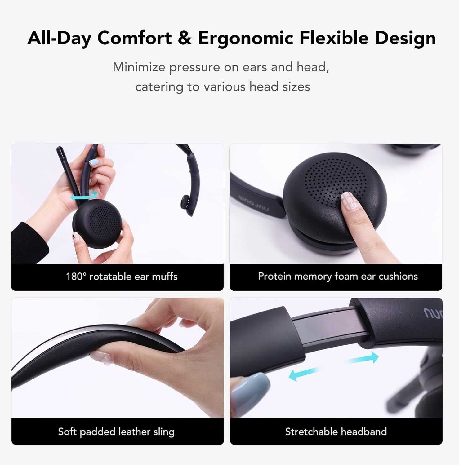 Nuroum  Bluetooth безжични слушалки с микрофон със стойка за зареждане