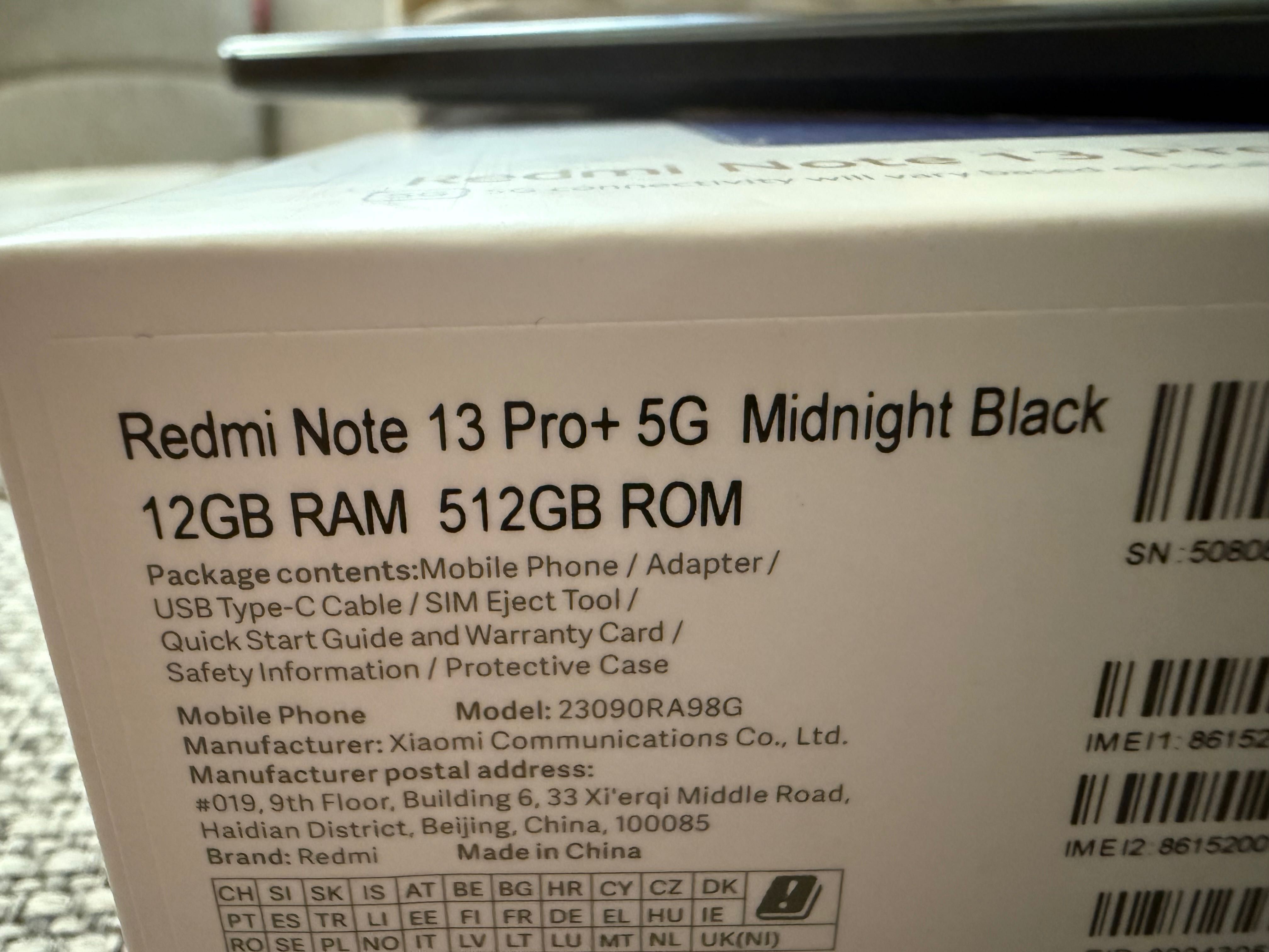 Xiaomi Redmi Note 13 pro+5G, 12 ram, 512 gb